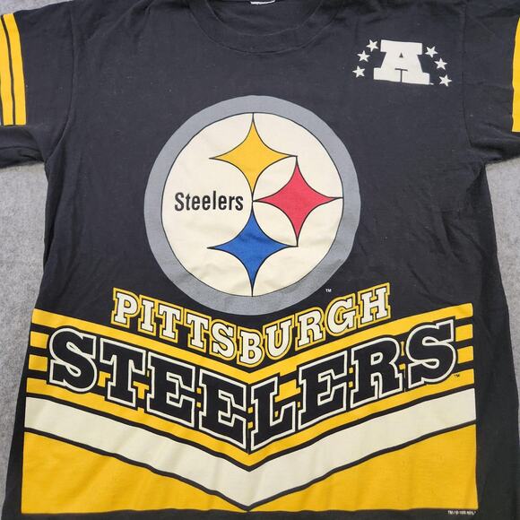 VTG Pittsburgh Steelers T Shirt Mens Large XL NFL Football 90s Single Stitch AOP - Picture 3 of 11